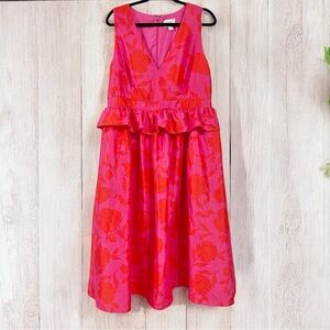 Kate Spade New York for Target Pink & Red Floral Midi Dress (Size 16)